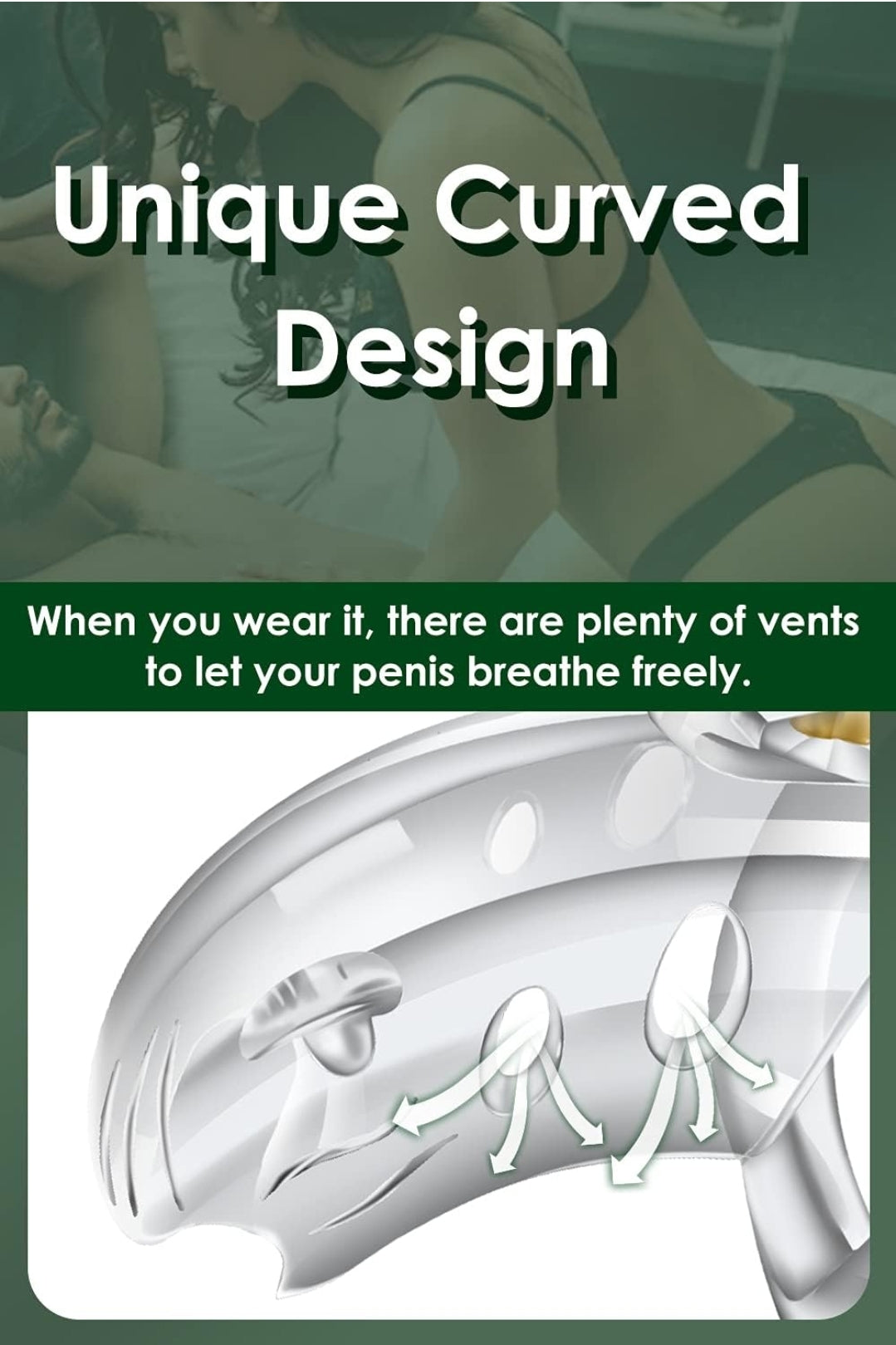 Explora juegos BDSM avanzados con este dispositivo de castidad que impide la erección y estimula la sumisión.