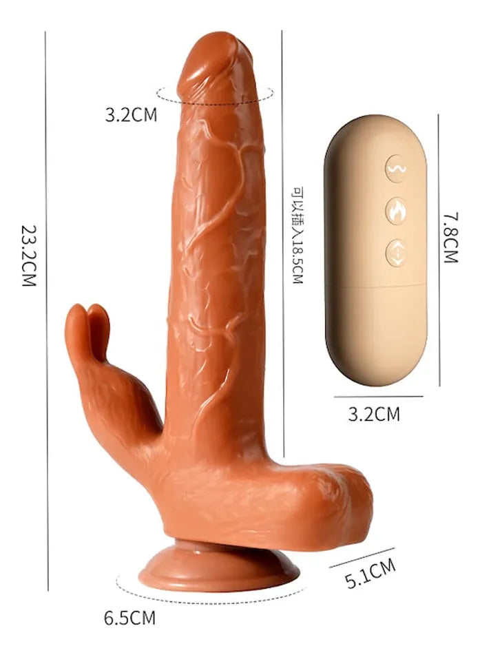 Power Rabbit Dildo Vibrador Realista con Calor y Control Remoto