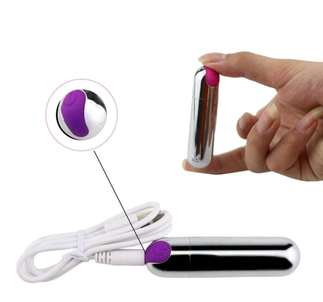 Balita vibradora de alta velocidad, con diseño metálico y 10 funciones, ideal para estimulación discreta y potente en cualquier momento.
