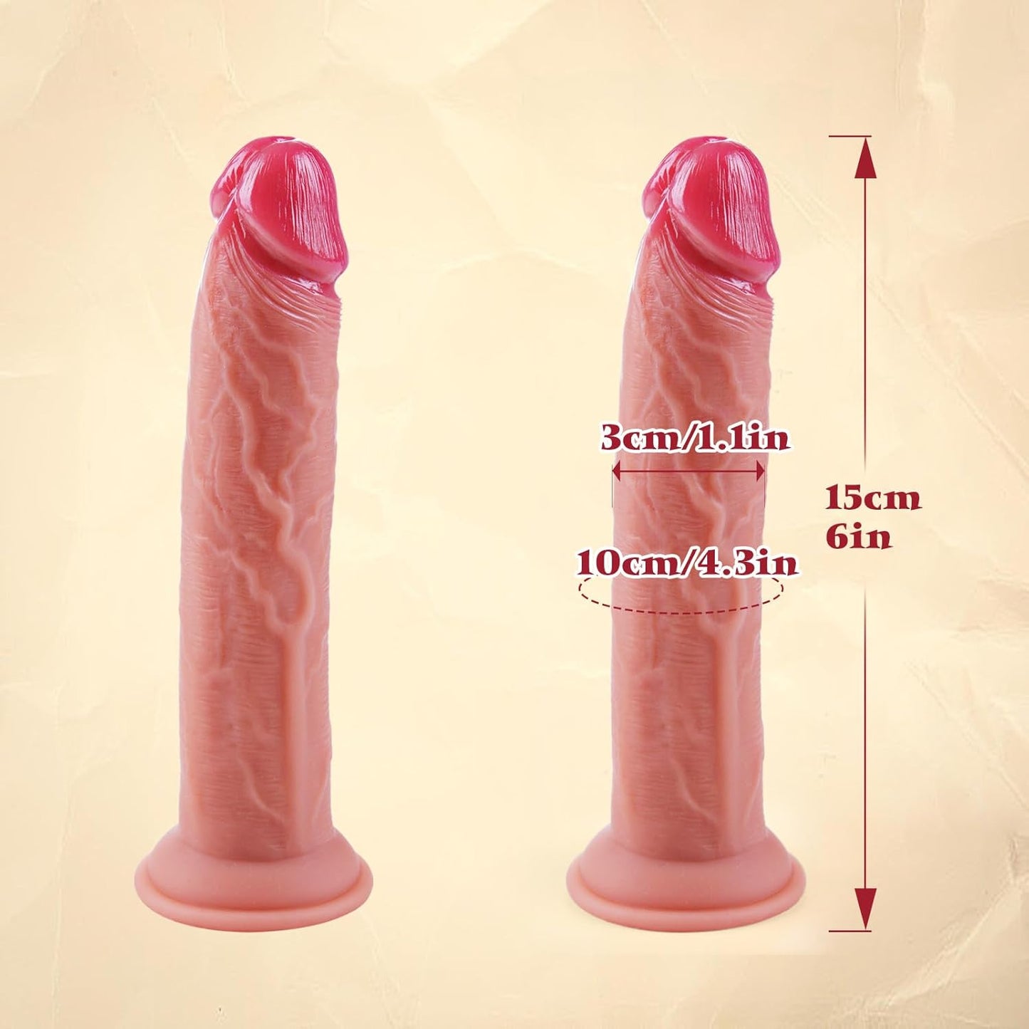 Dildo doble con base de ventosa fuerte
