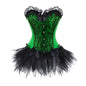 Despierta la fantasía con este elegante corsé victoriano en verde satinado y encaje negro, ideal para noches sensuales y momentos íntimos.