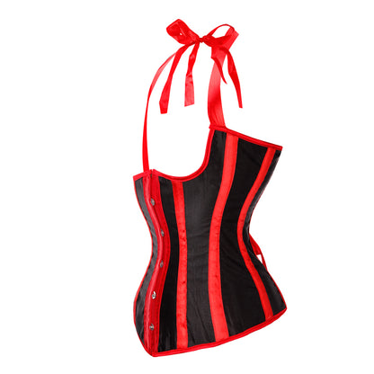 Este bustier rojo sin copas y con ballenas metálicas define tu figura y libera tu lado más osado.