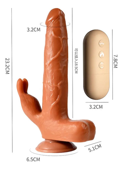 Power Rabbit Dildo Vibrador Realista con Calor y Control Remoto