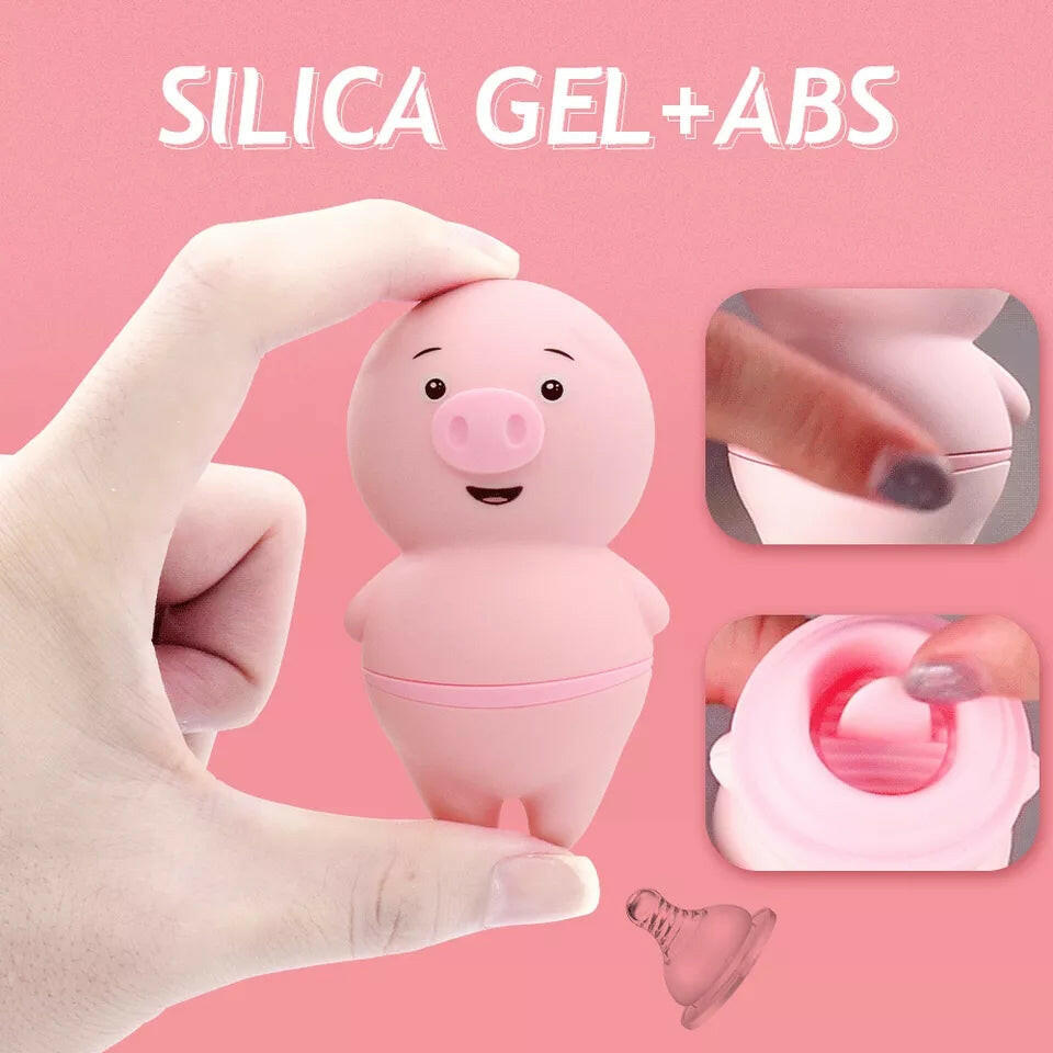 PiggyLick es un vibrador compacto con diseño de cerdito y lengua oscilante ideal para estimular clítoris y zonas erógenas con placer.