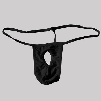 Tanga de caballero con orificio frontal, diseñada para quienes desean comodidad, erotismo y un toque provocador. Material suave, talla estándar, y envío discreto en Guatemala.
