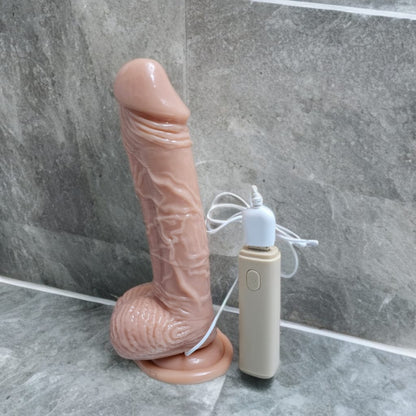 Vibrador de 20 cm con patrones de vibración variados, diseño ergonómico y material seguro para la piel.
