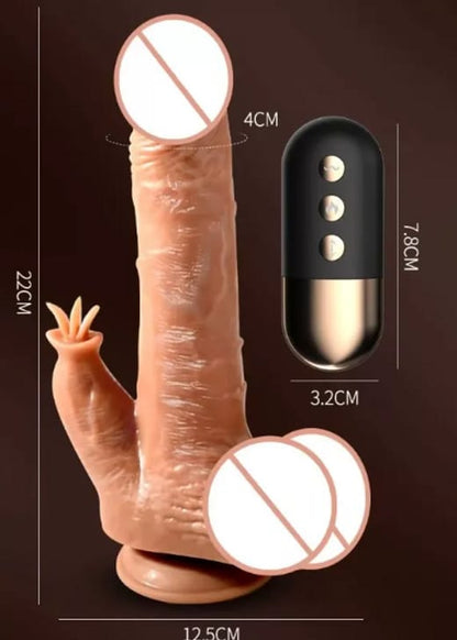 Consolador Vibrador con Lengüeta y Efecto Calor 360° con Control Remoto