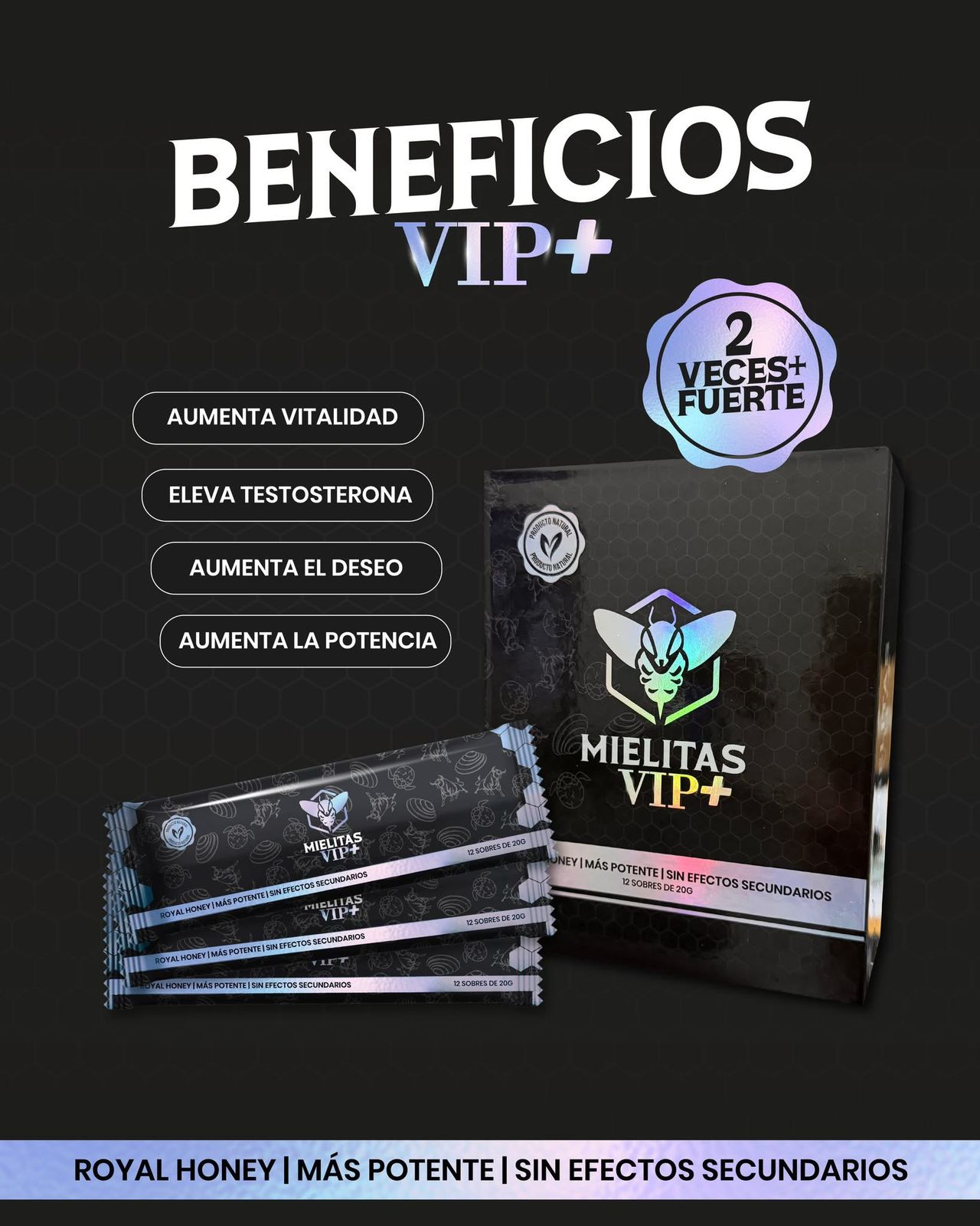 Mielitas VIP+ Honey: Potenciador Natural de Acción Rápida