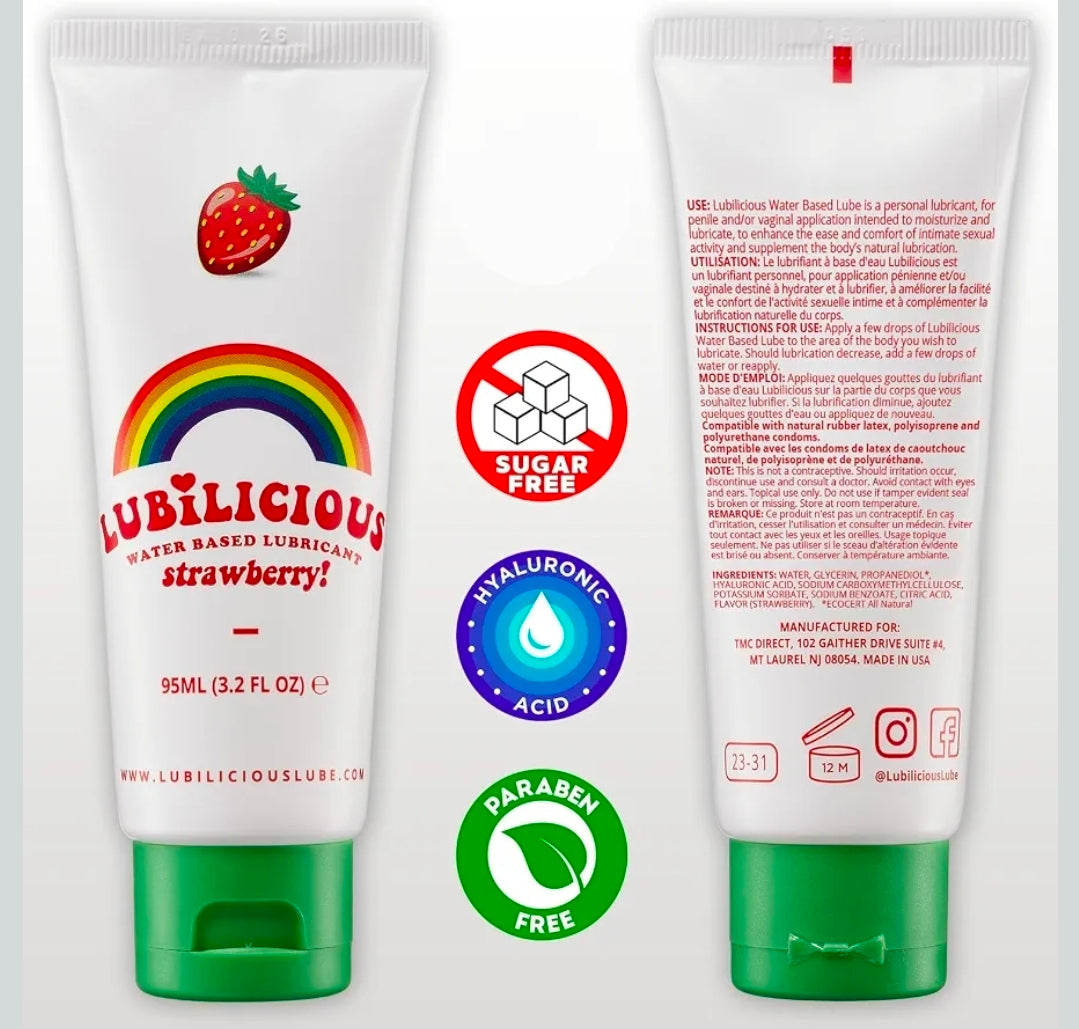 Lubilicious Strawberry – Lubricante Premium de Fresa con Ácido Hialurónico (3.2 oz)