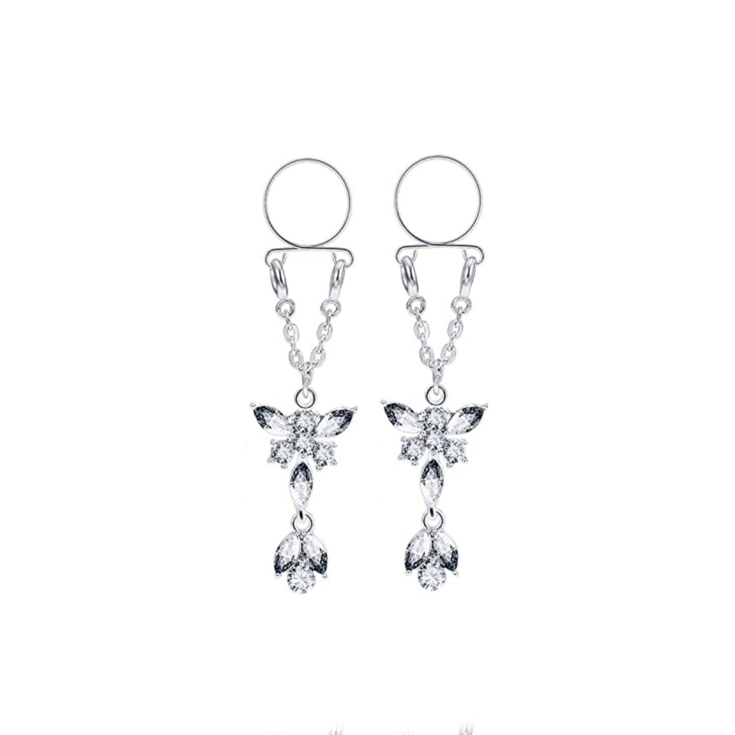 Colgantes de pezón a presión con mariposas de cristal, fáciles de colocar y sin dolor, brindan un toque sensual y delicado para mujeres atrevidas.