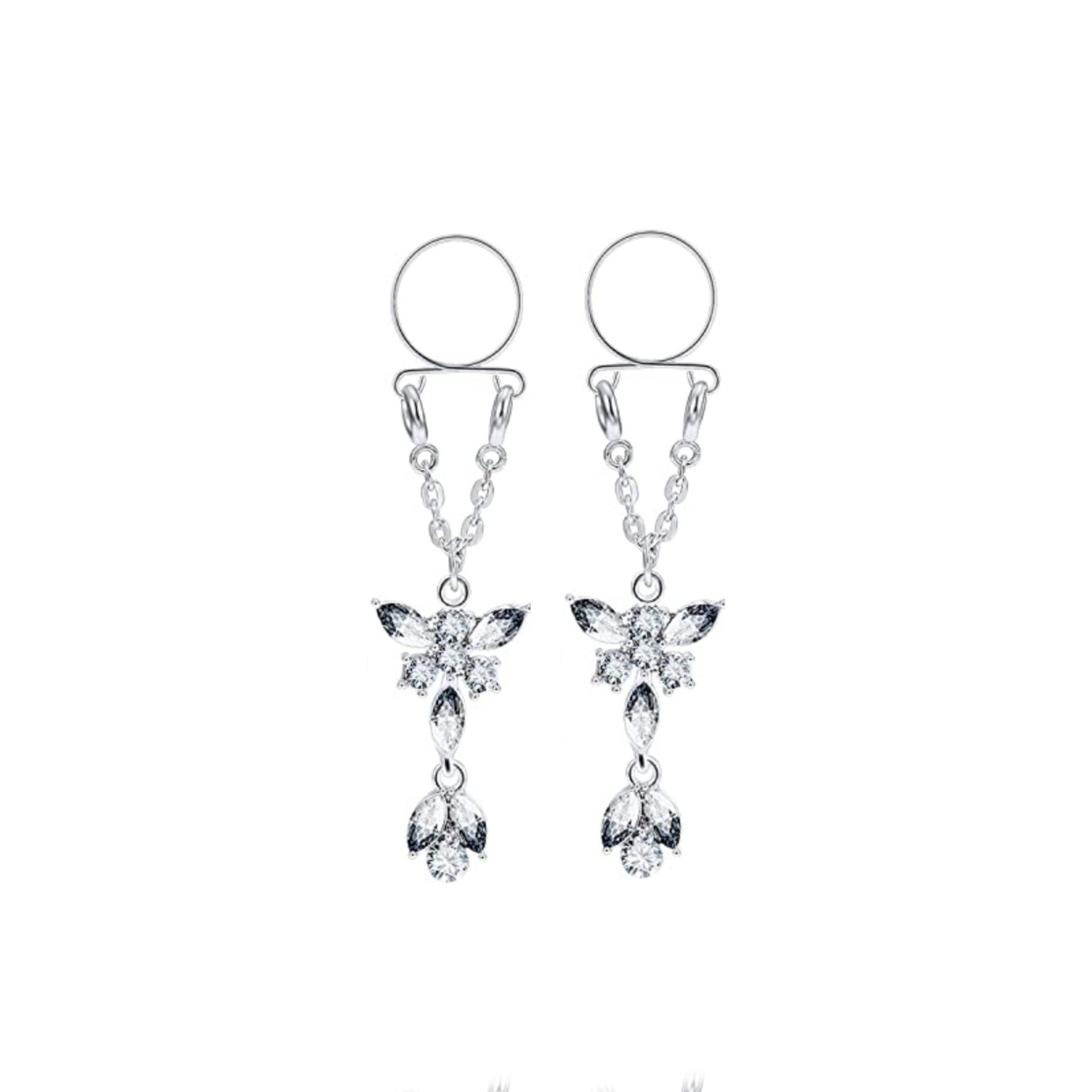 Colgantes de pezón a presión con mariposas de cristal, fáciles de colocar y sin dolor, brindan un toque sensual y delicado para mujeres atrevidas.