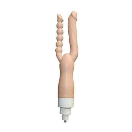 Experimenta el placer intenso de una doble penetración con este vibrador doble para vagina y ano, ideal para usar manualmente o con máquina del sexo.