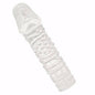 Mejora tus relaciones íntimas con esta funda de extensión para el pene que alarga y engrosa, aumentando la estimulación y el control durante la penetración.