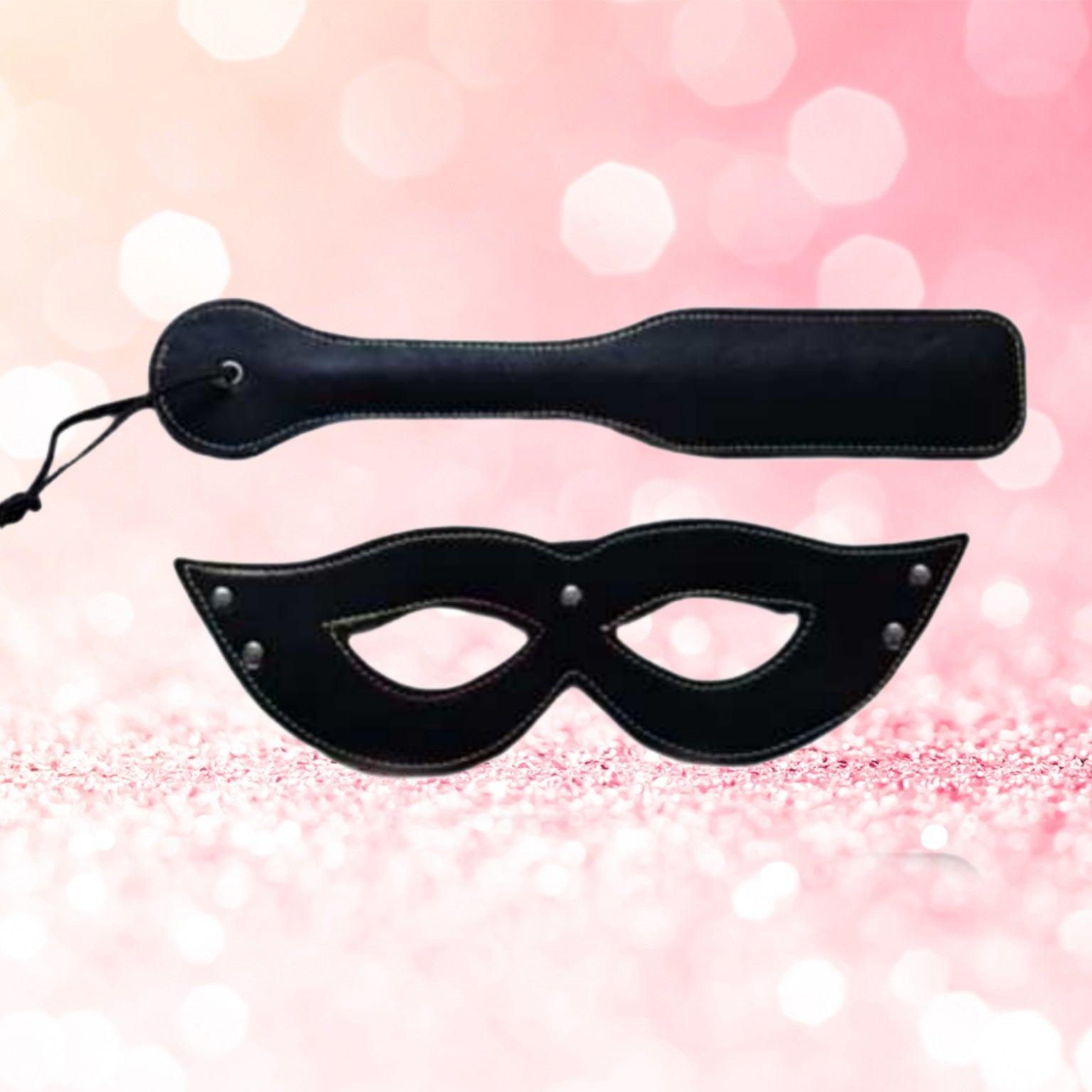 Kit BDSM: Antifaz y Fusta de Cuero con Detalles Arcoíris - La Jugueteria Erotika