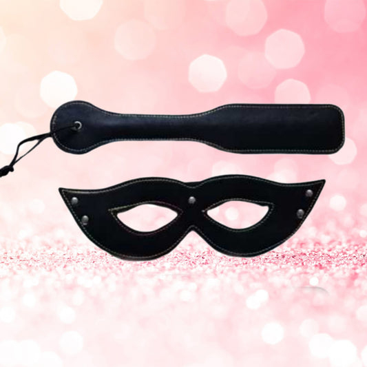 Kit BDSM: Antifaz y Fusta de Cuero con Detalles Arcoíris - La Jugueteria Erotika